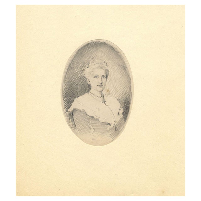Count Mario Grixoni, Oval Portrait of Edwardian Lady, Early 20th Century, Graphite Drawing For Sale