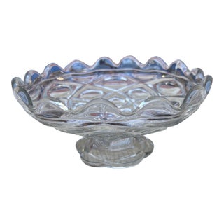 Antique American Flint Glass Compote "Diamond Thumbprint" Pattern, Circa 1850's For Sale