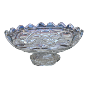Antique American Flint Glass Compote "Diamond Thumbprint" Pattern, Circa 1850's