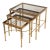 French Nesting Tables of Brass With Smoked Glass For Sale