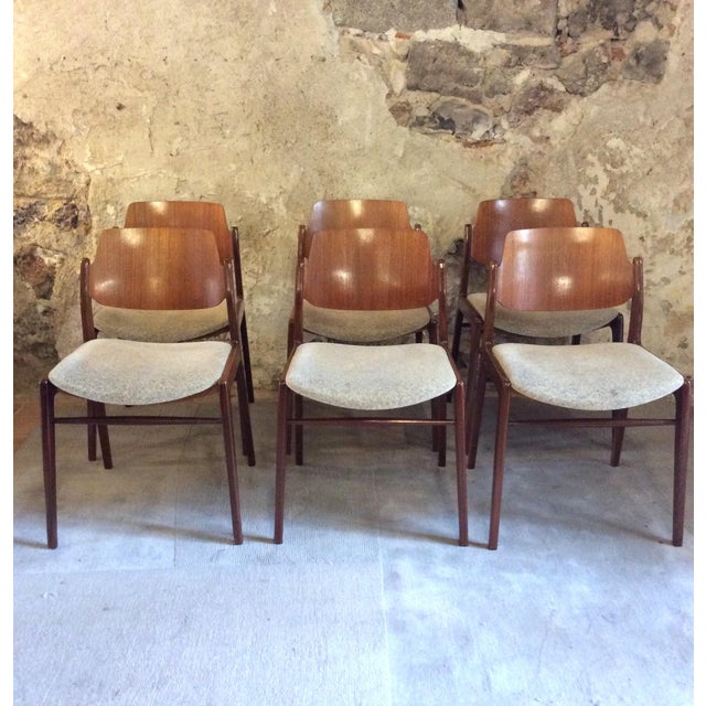 Beautiful set of 6 dining room chairs designed by Hartmut Lohmeyer for Wilkhahn. Made in Germany in the Fifties. Chairs...