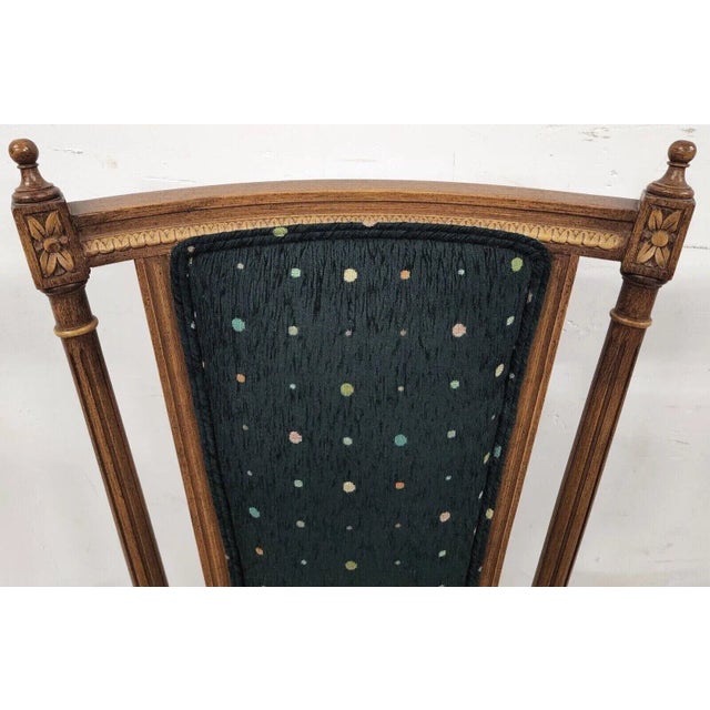 Wood Vintage Italian Renaissance Directoire Hunter Green Desk Dining Accent Armchair For Sale - Image 7 of 13