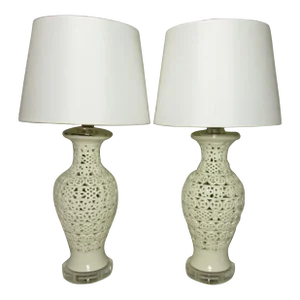 Pair of Chinese Blanc De Chine Porcelain Lamps