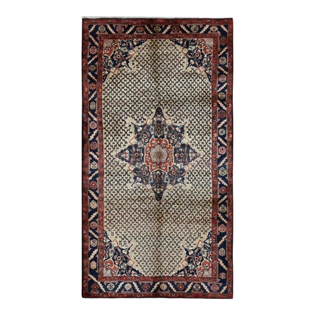 1970 Champagne Color Vintage Persian Hamadan Camel Hair Pure Wool Hand Knotted Rug For Sale