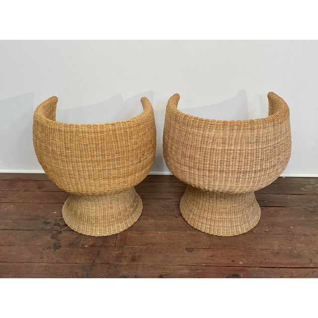Woven Wicker Tulip Chairs in the Manner of Eero Aarnio, Hong Kong For Sale In New York - Image 6 of 16