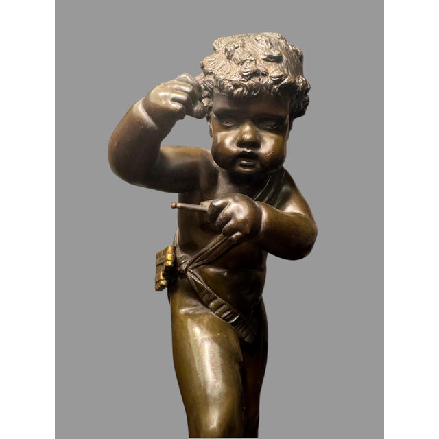 Antique Victorian Clodion 13.5" Figural Bronze Statue Sculpture Musician In very good original condition showing some...