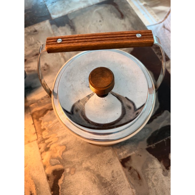 Vintage Kromex Faux Woodgrain Ice Bucket, Mid-Century Modern Barware For Sale - Image 10 of 12