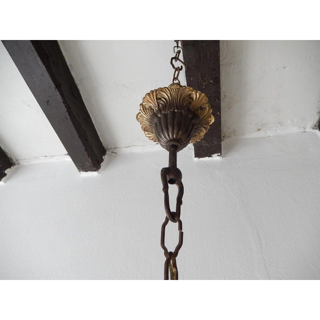 1920s Italian Green Prisms Macaroni Swags Crystal Chandelier For Sale - Image 11 of 12