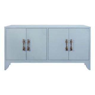 Matthew Izzo Home Grace Light Blue Four Door Buffet With Brass Tassel Door Pulls For Sale