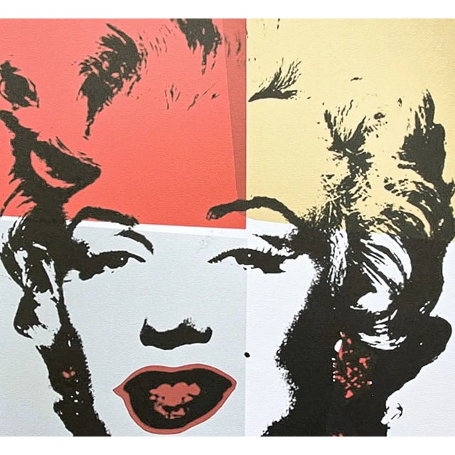 Andy Warhol (after) "Marilyn Monroe Vibrant Red, Yellow, White Palette" , size 60 x 60 cm, plate signed bottom right,...