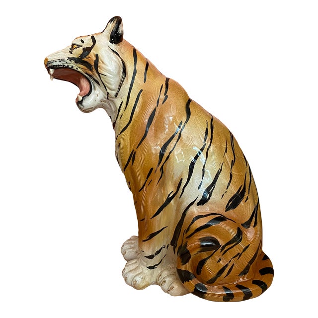 1970’s Large Italian Ceramic Tiger Statue Chairish