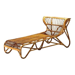 1960s Rare Rattan Chaise Attributed to Franco Albini For Sale