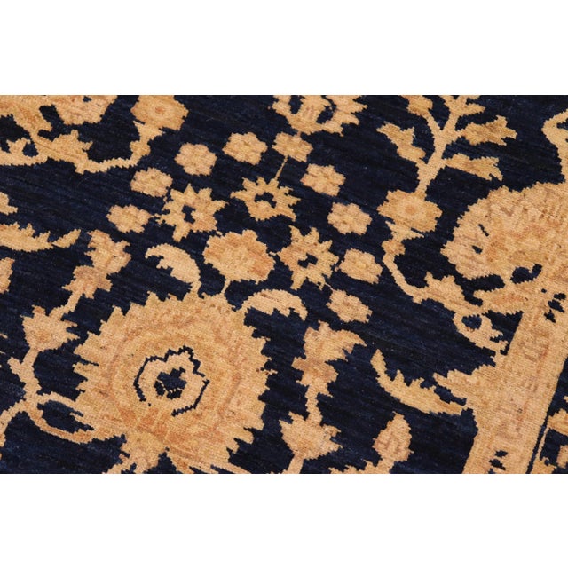 1990s Boho Chic Ziegler Blue Tan Hand-Knotted Wool Rug - 8'2'' X 10'2'' For Sale - Image 5 of 8