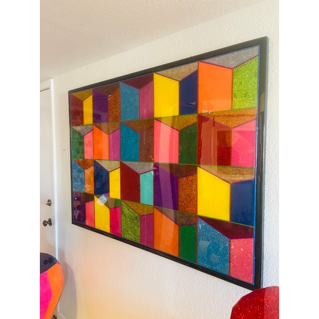 "Futuristic Rio Slum" Contemporary Original Mixed-Media Painting by Mauro Oliveira For Sale - Image 9 of 13