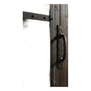 Hand-Forged Wrought Iron Door Pull Handle (Gold Patina) Deep Curved Barn Hardware For Sale