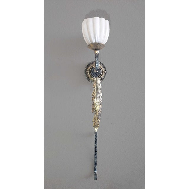 Fine Arts Furniture Co. Carved Marble Wallchiere Sconce Light by Fine Arts Lamps For Sale - Image 4 of 7