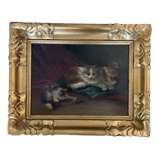Decourville, French School Cat Painting, 1890s, Oil For Sale