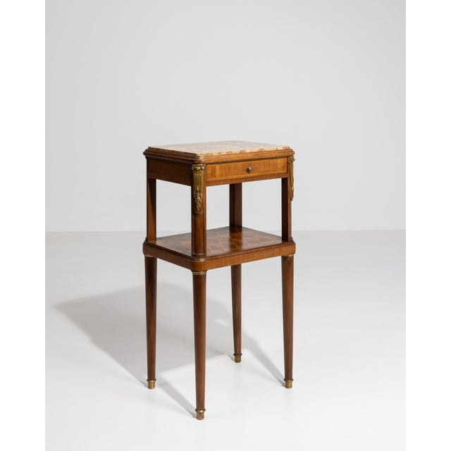 Louis XVI Marble-Top Side Table with Brass Details, Neoclassical Style, France, 19th Century For Sale - Image 11 of 13