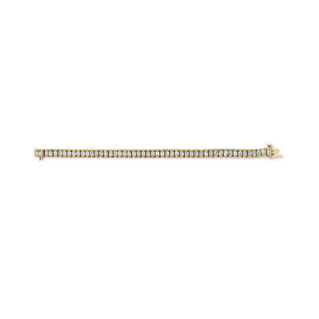 Contemporary 14K Yellow Gold 3.0 Cttw Princess Cut Quad Invisible Set Tennis Bracelet (H-I Color, SI1-SI2 Clarity) - 7” For Sale - Image 3 of 6