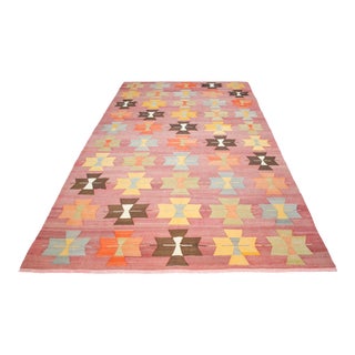 Anatolia Turkish Kilim Rug Hand Woven Oushak Area Rug For Sale