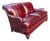Vintage Hickory Chair English Style Oxblood Leather Loveseat With Brass Nailhead Trim For Sale