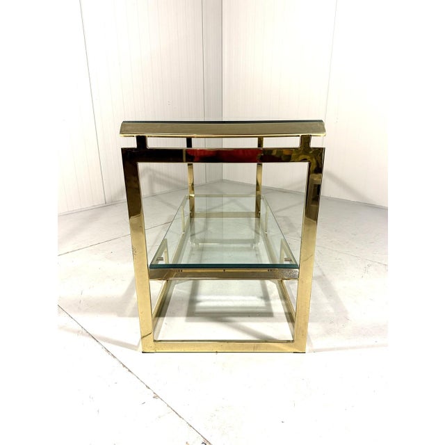 Two-Tier Console Table in Brass and Bevelled Glass, 1970s For Sale - Image 6 of 18