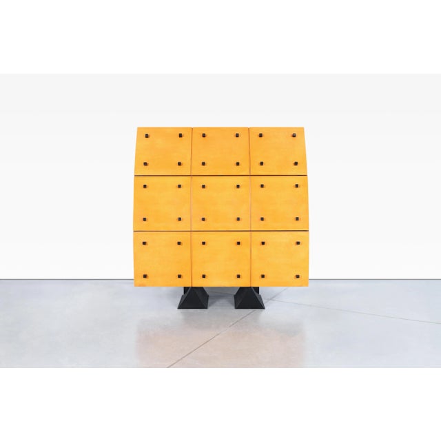 Amber Architectural French Modern Storage Cabinet by Jean-Louis Godivie For Sale - Image 8 of 12