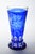 19th Century Bohemian Cobalt Blue Cut and Engraved Glass Spill Vase For Sale - Image 4 of 5