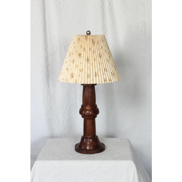 1940s Tall Parquetry Table Lamp Handmade Turned Wood For Sale - Image 13 of 15