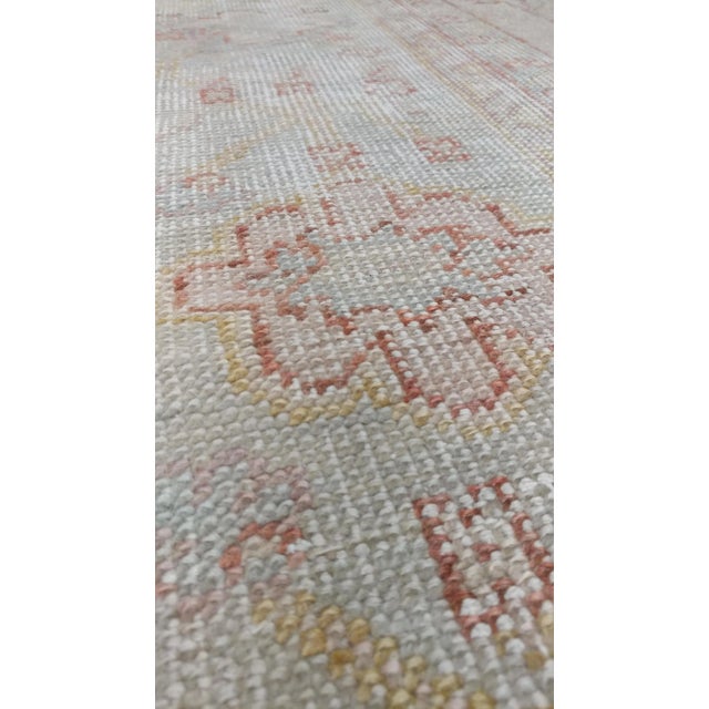 Antique Oushak Carpet, Handmade Oriental Rug, Shrimp Pink, Taupe, Cream Fine Rug For Sale - Image 10 of 13