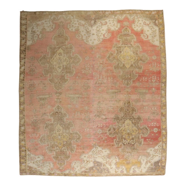 Zabihi Collection Large Scale Pink Turkish Kars Oversize Rug For Sale
