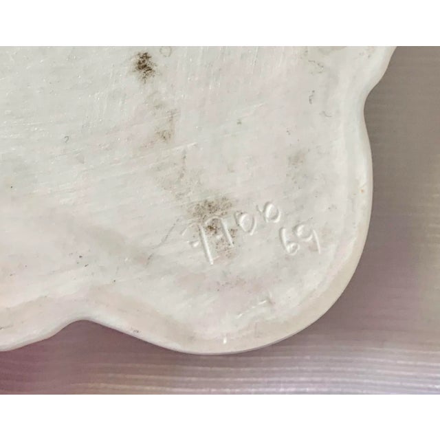 Herend Vintage Large White Blanc De Chine Porcelain Flower Shape Ashtray / Candy Dish From Europe For Sale - Image 4 of 5