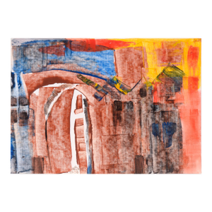 Abstracted Figurative and Stone in Acrylic on Textured Paper by Ricardo De Silva