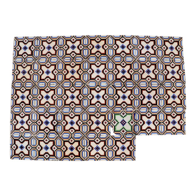 Art Nouveau / Early Art Deco Design Set of 33 Portuguese Geometric Tiles Multicolor c.1900s For Sale