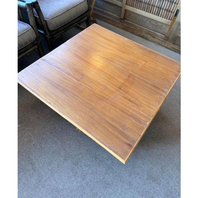 Boho Chic Vintage Rattan Coffee Table For Sale - Image 3 of 4