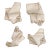 Vintage Linen Napkins in ecru with taupe embroidery & scalloped edge. Set of eight. Never used.