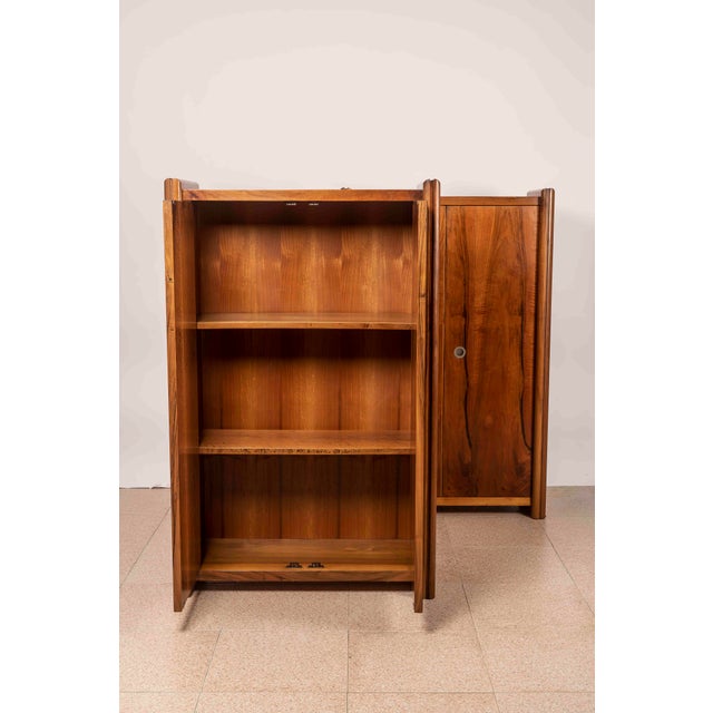 Tall Italian Sideboards in Walnut Veneer, 1980, Set of 2 For Sale - Image 9 of 16