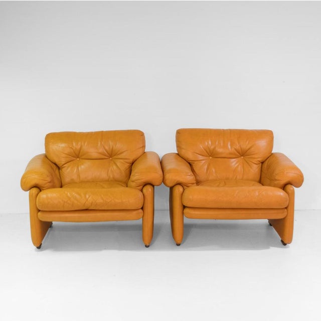 Mid-Century Modern Vintage Coronado Brown Leather Chairs by Tobia Scarpa for C&B Italia, 1972, Set of 2 For Sale - Image 3 of 18
