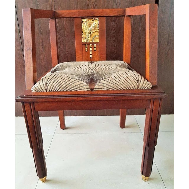 French Art Deco Oak Desk Chair, 1930s For Sale - Image 3 of 18