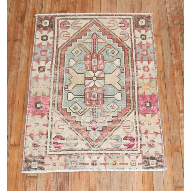 One of a kind, mid 20th-century Hand-knotted Turkish Anatolian Small Size Rug. Professionally Washed & personally vetted....