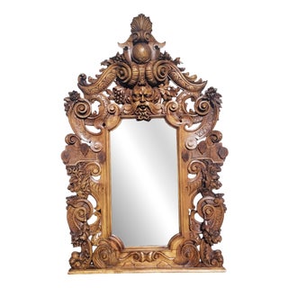 Large 19th Century Mirror in Carved Wood, Italy For Sale