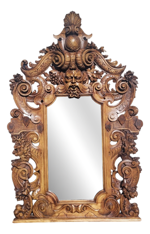 Large 19th Century Mirror in Carved Wood, Italy