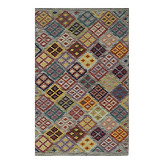5x8 Nadia Kilim Multicolor Geometric Modern Flatweave Wool Carpet Rug For Sale