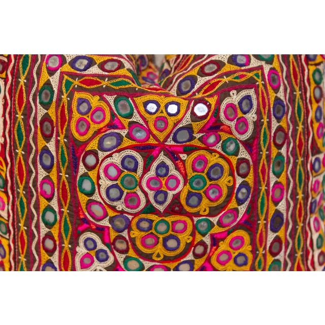 Tribal Esha Rajasthani Embroidered Decorative Pillow For Sale - Image 3 of 8
