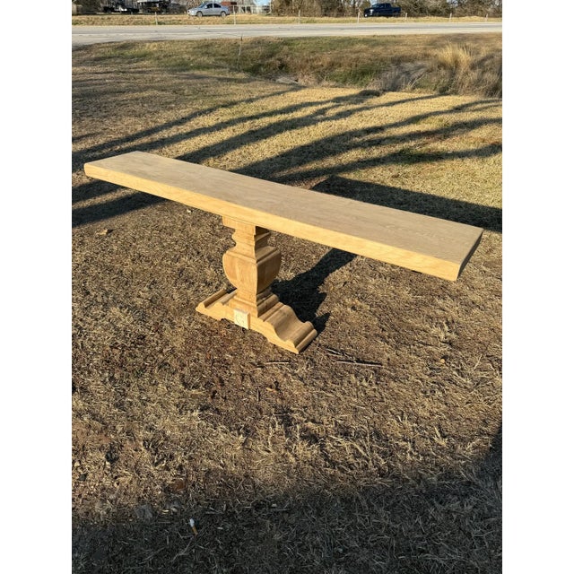 Tan 19th Century French Country Bleached Solid Oak Console Table For Sale - Image 8 of 12