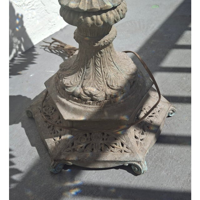 XL 1920's Opulent Hollywood Regency Palm Tree With Cut Crystal Table Lamp For Sale - Image 11 of 18