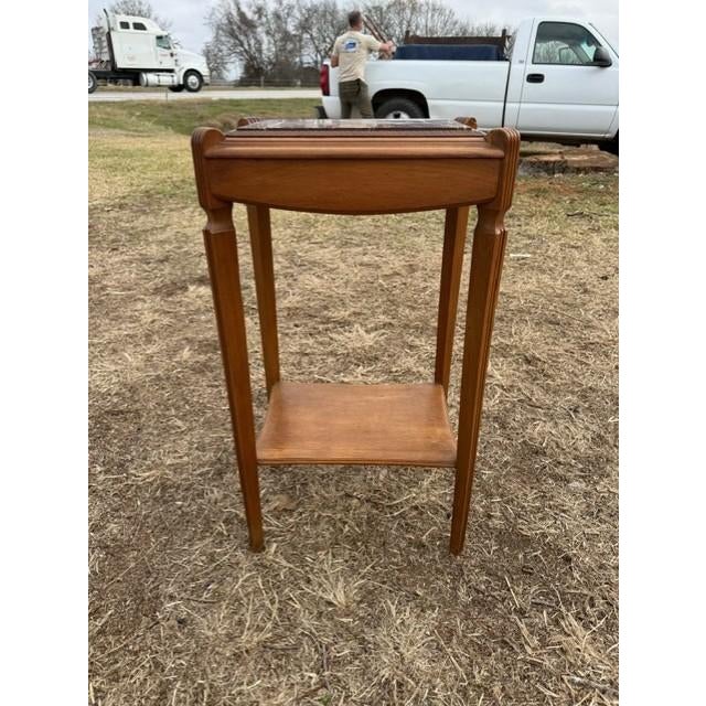 1940s Vintage French Art Deco Solid Walnut Marble Top Coffee Table or Side Table For Sale - Image 13 of 14