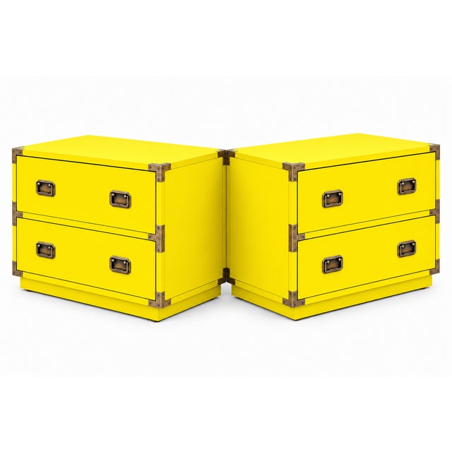 1980s Mid Century Modern Campaign Nightstands - For Sale - Image 5 of 5