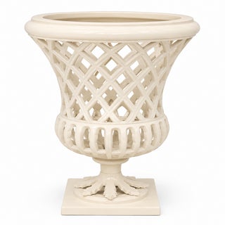 16" Bisque Lattice Urn For Sale