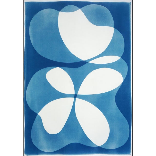 2025, Abstract Organic, Furniture Representation of Abstract Curvy Chair, Monotype Cyanotype in Blue Tones by Kind of Cyan For Sale - Image 11 of 16